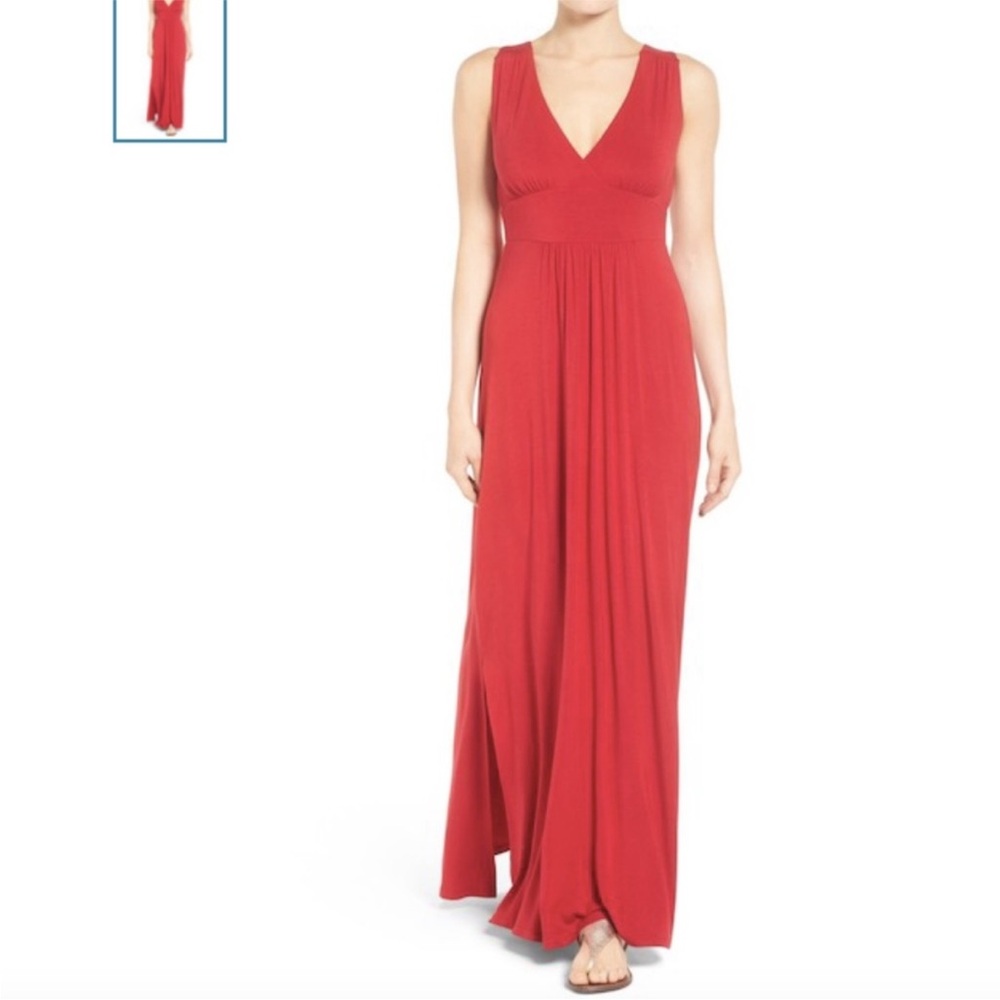 Caslon Sleeveless Red Maxi Dress with V-Neck